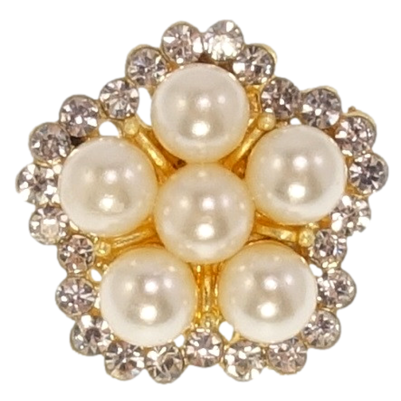 Брошка Квітка з перлинами та стразами фото №1 Брошка Квітка з перлинами та стразами фото №1