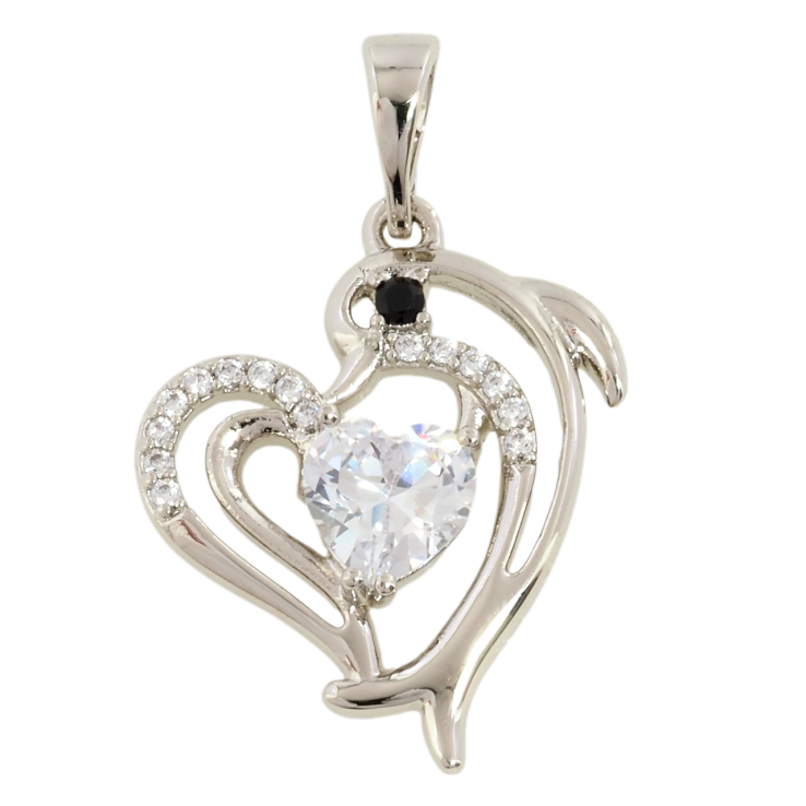 Кулон Xuping Родий Сердечко с дельфином для цепочки до 5мм фото №19