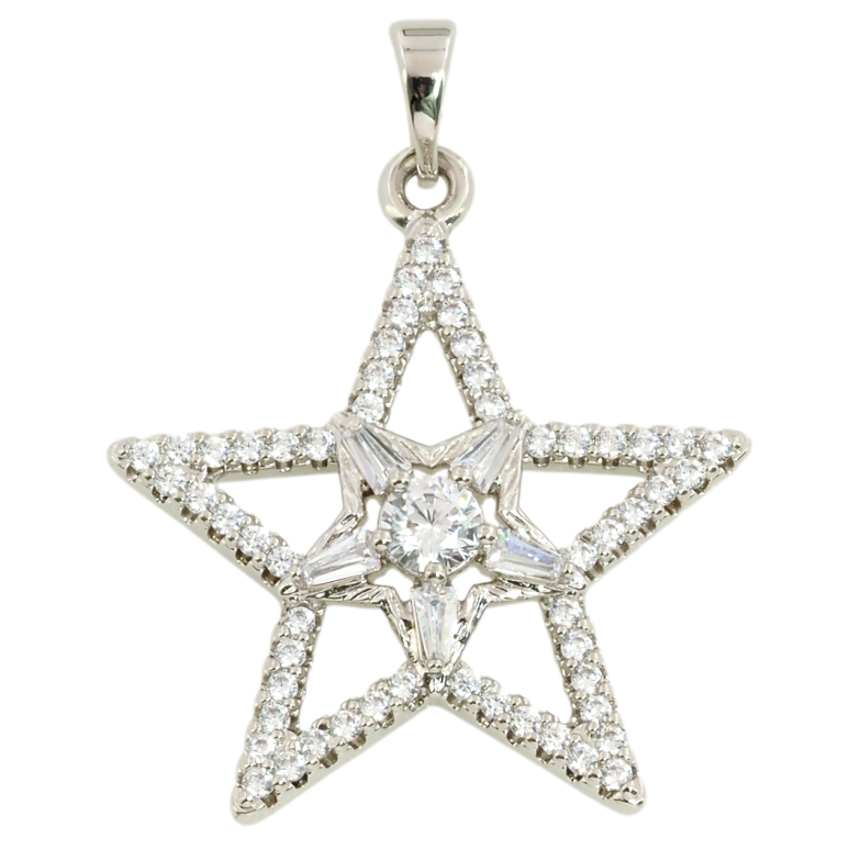 Кулон Xuping Родий Звезда с цирконием для цепочки до 5мм фото №2