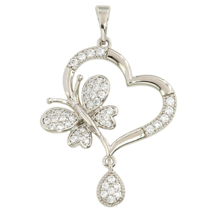 Кулон Xuping Родий Сердечко с бабочкой для цепочки до 5мм фото №20