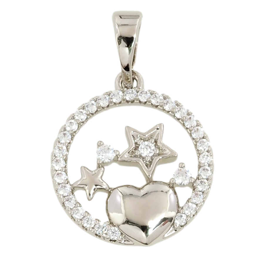 Кулон Xuping Родий Колечко с звездами и сердечком для цепочки до 5мм фото №1 Кулон Xuping Родий Колечко с звездами и сердечком для цепочки до 5мм фото №1