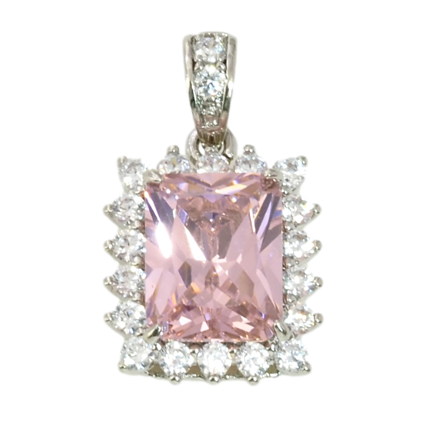 Кулон Xuping Родий Розовый фианит в обрамлении циркония для цепочки до 2мм фото №1 Кулон Xuping Родий Розовый фианит в обрамлении циркония для цепочки до 2мм фото №1