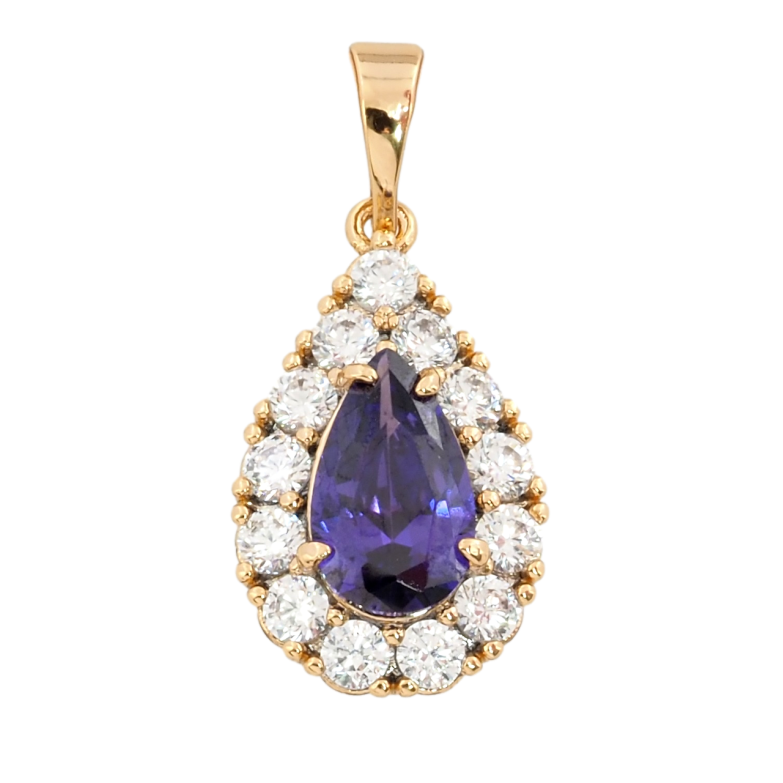 Кулон Xuping Позолота 18K Капелька с сиреневым фианитом в обрамлении циркония для цепочки до 5мм фото №1 Кулон Xuping Позолота 18K Капелька с сиреневым фианитом в обрамлении циркония для цепочки до 5мм фото №1