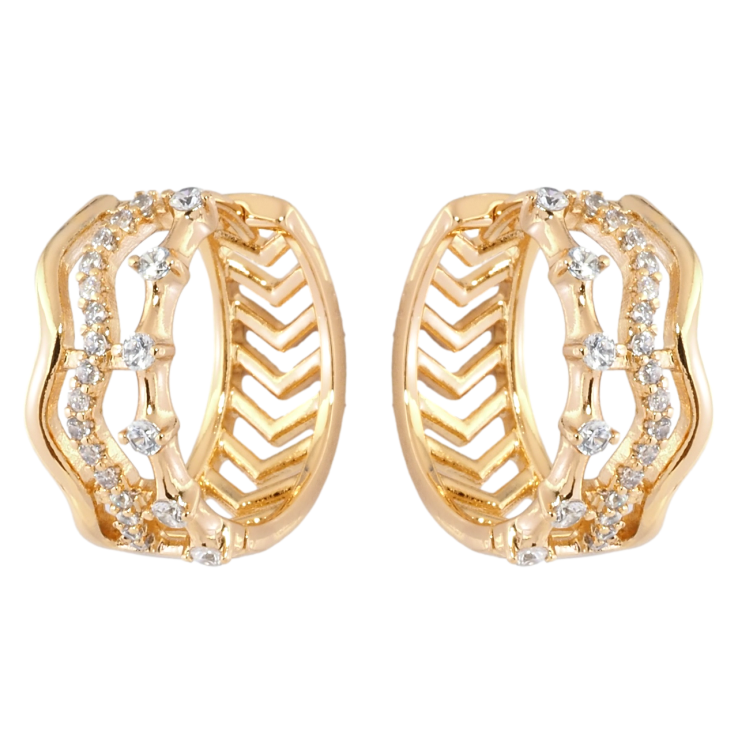 Сережки Xuping Позолота 18K колечка Візерунок з цирконієм фото №3 Сережки Xuping Позолота 18K колечка Візерунок з цирконієм фото №3