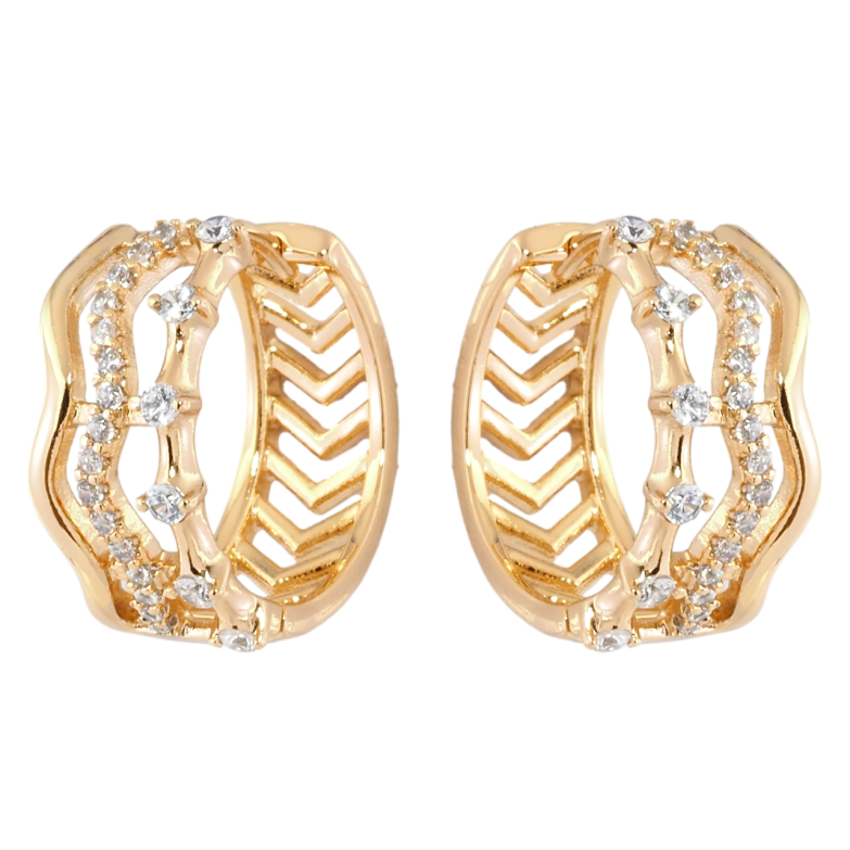 Сережки Xuping Позолота 18K колечка Візерунок з цирконієм фото №1 Сережки Xuping Позолота 18K колечка Візерунок з цирконієм фото №1