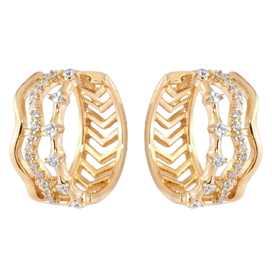 Сережки Xuping Позолота 18K колечка Візерунок з цирконієм фото №1 Сережки Xuping Позолота 18K колечка Візерунок з цирконієм фото №1