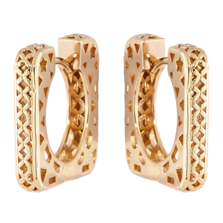 Сережки Xuping Позолота 18K колечка Декоративний різьблений візерунок фото №3