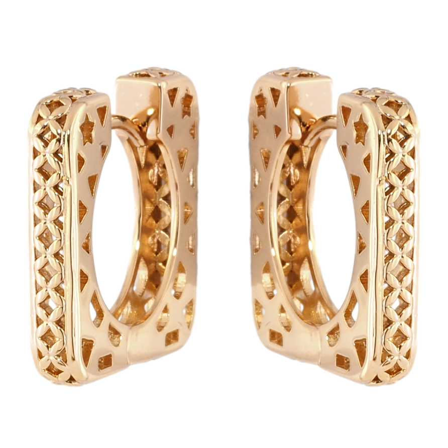 Сережки Xuping Позолота 18K колечка Декоративний різьблений візерунок фото №1