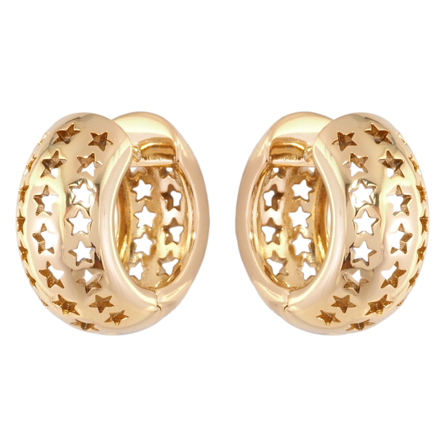 Сережки Xuping Позолота 18K колечка Різьблений візерунок зірки фото №1 Сережки Xuping Позолота 18K колечка Різьблений візерунок зірки фото №1