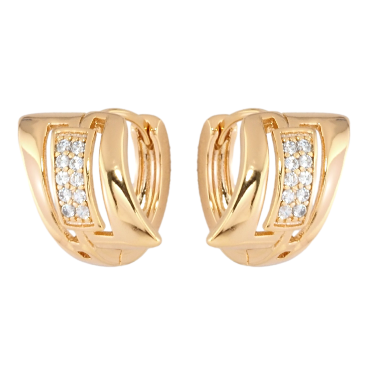 Сережки Xuping Позолота 18K колечка Декоративний візерунок із цирконієм фото №6