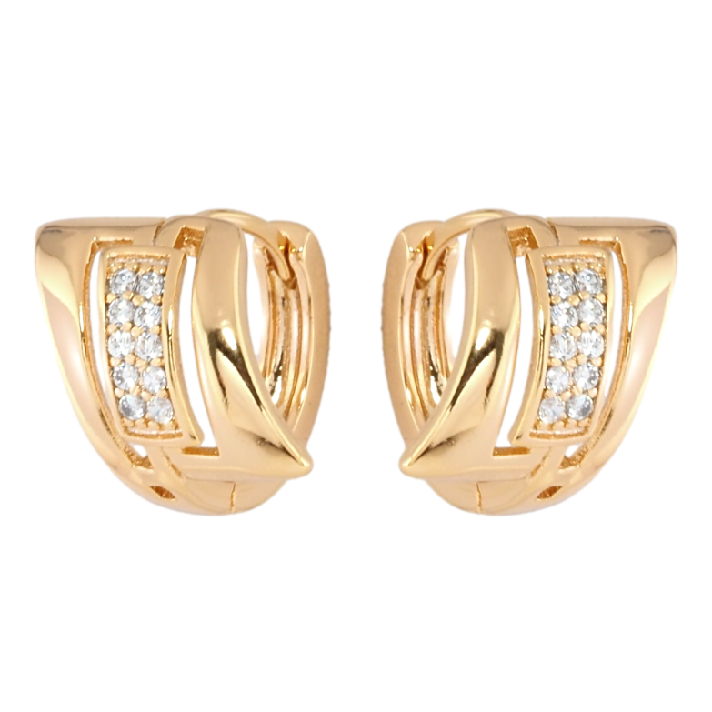 Сережки Xuping Позолота 18K колечка Декоративний візерунок із цирконієм фото №1 Сережки Xuping Позолота 18K колечка Декоративний візерунок із цирконієм фото №1