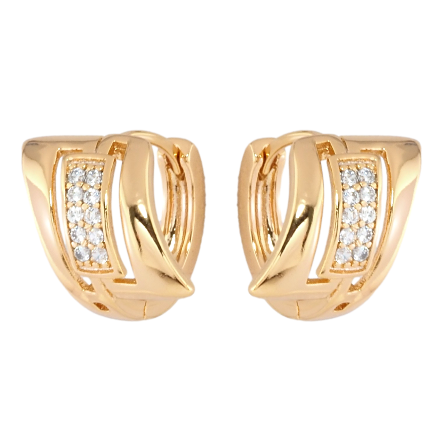 Сережки Xuping Позолота 18K колечка Декоративний візерунок із цирконієм фото №1