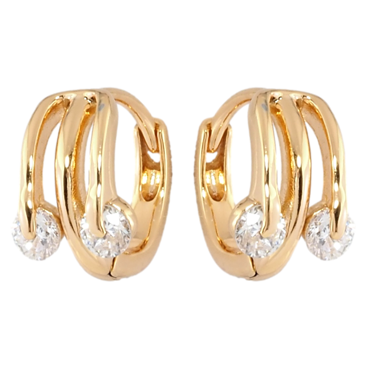 Сережки Xuping Позолота 18K колечка Візерунок з цирконієм фото №2 Сережки Xuping Позолота 18K колечка Візерунок з цирконієм фото №2