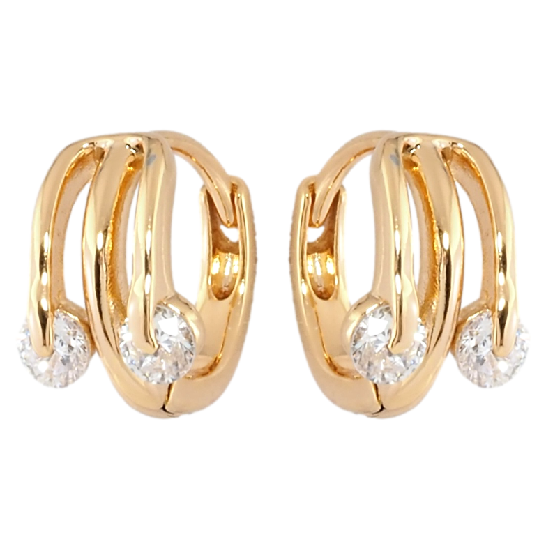 Сережки Xuping Позолота 18K колечка Візерунок з цирконієм фото №1 Сережки Xuping Позолота 18K колечка Візерунок з цирконієм фото №1