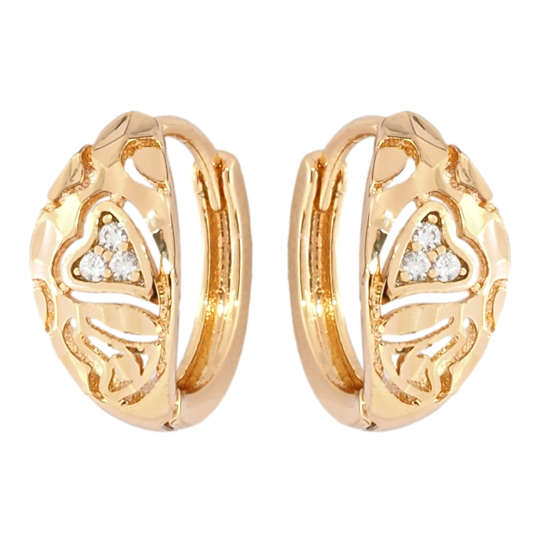 Сережки Xuping Позолота 18K колечка Різьблений візерунок з цирконієм фото №1