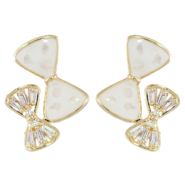 Сережки Xuping JEAN GOUJON Позолота 14K пусети Банти з цирконієм фото №1