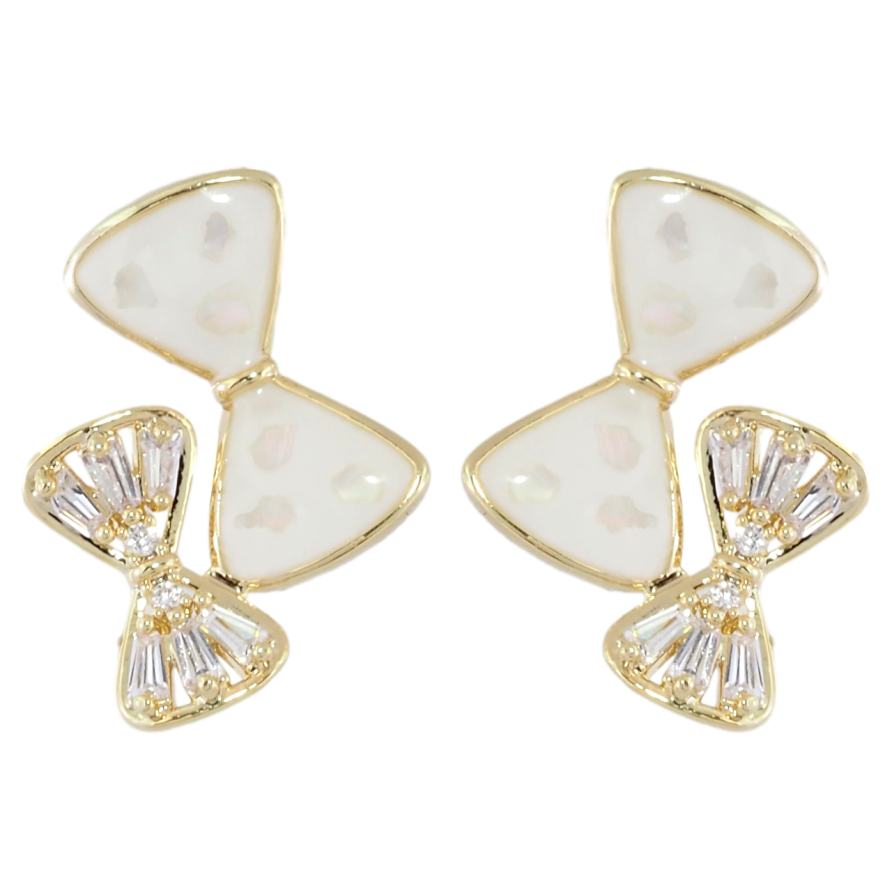 Серьги Xuping JEAN GOUJON Позолота 14K пусеты Банты с цирконием фото №1