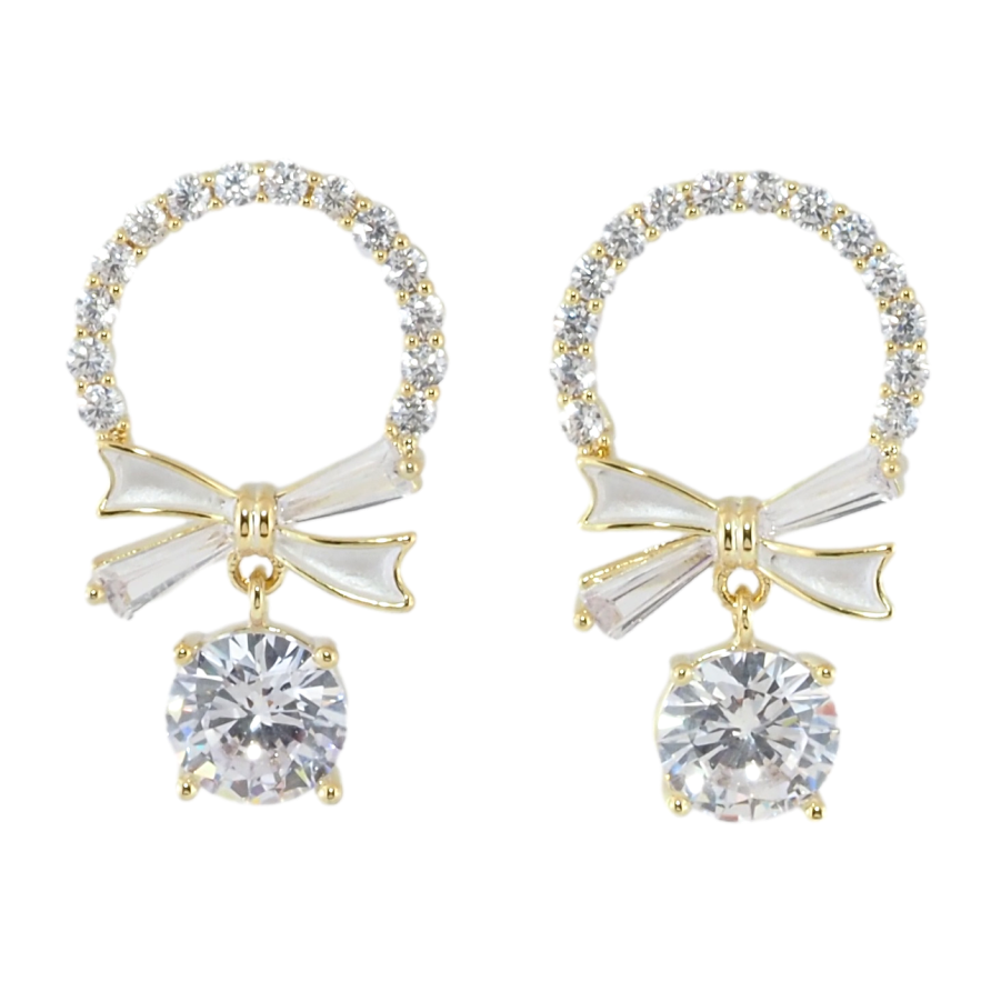 Серьги Xuping JEAN GOUJON Позолота 14K пусеты Колечки с бантами и фианитами фото №1 Серьги Xuping JEAN GOUJON Позолота 14K пусеты Колечки с бантами и фианитами фото №1