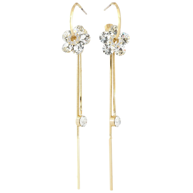 Сережки Xuping JEAN GOUJON Позолота 14K пусети Підвіски з кришталевими квіточками фото №13