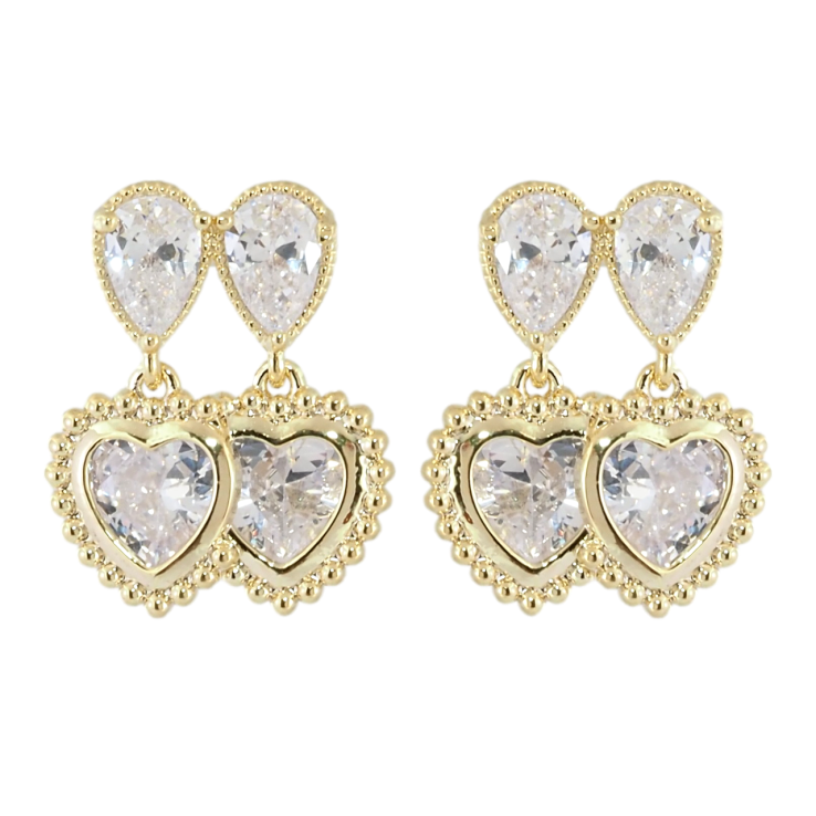 Сережки Xuping JEAN GOUJON Позолота 14K пусети Підвіски з кришталевими сердечками фото №12