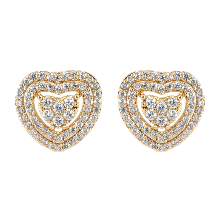 Сережки Xuping Позолота 18K пусети Сердечка інкрустація цирконієм фото №5