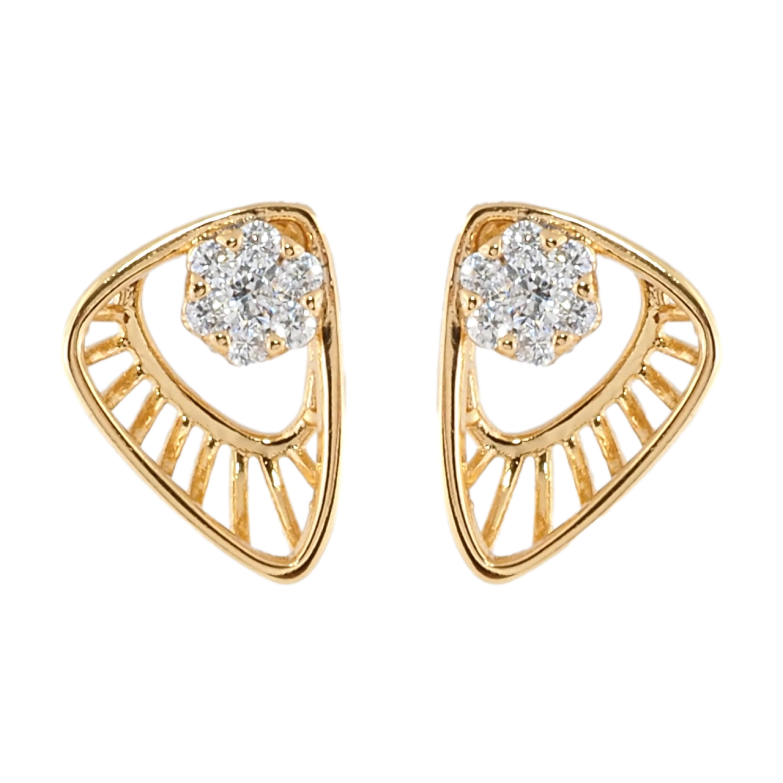 Серьги Xuping Позолота 18K пусеты Декоративные треугольники с кристальными цветочками фото №1 Серьги Xuping Позолота 18K пусеты Декоративные треугольники с кристальными цветочками фото №1