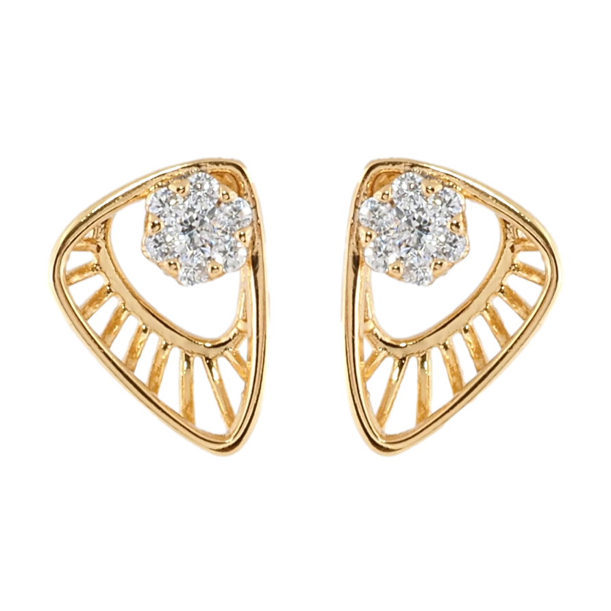 Сережки Xuping Позолота 18K пусети Декоративні трикутники з кришталевими квіточками фото №1 Сережки Xuping Позолота 18K пусети Декоративні трикутники з кришталевими квіточками фото №1