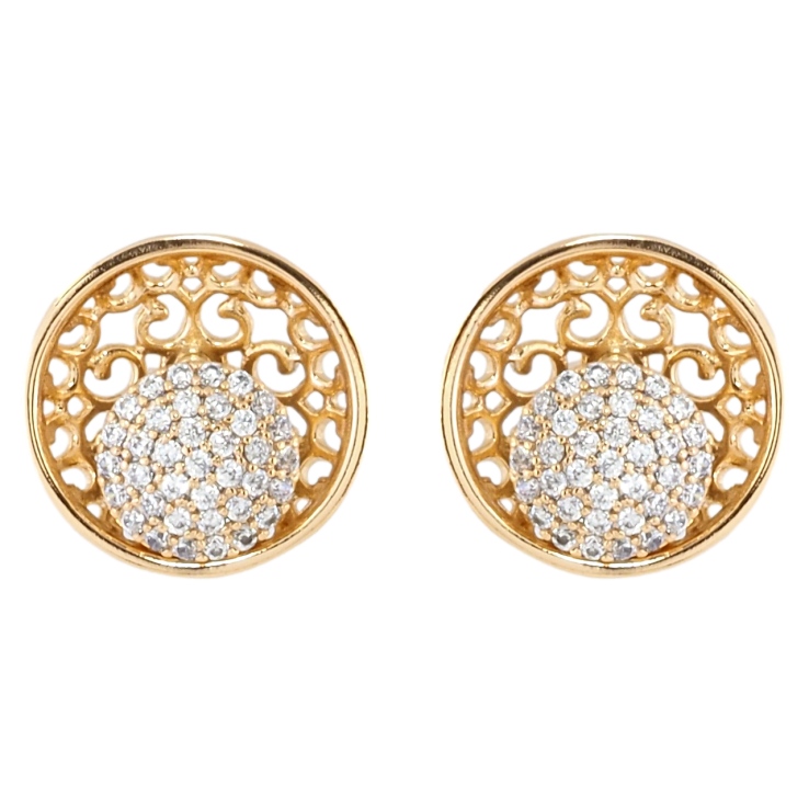 Сережки Xuping Позолота 18K пусети Ажурні кола з інкрустацією цирконієм фото №25