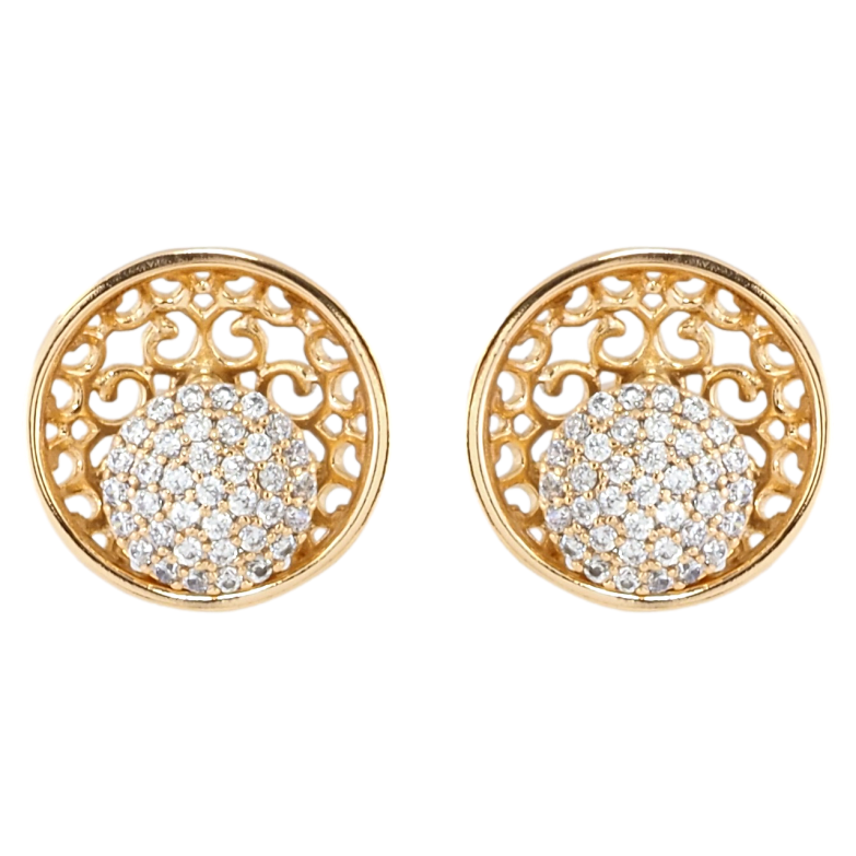 Серьги Xuping Позолота 18K пусеты Ажурные круги с инкрустацией цирконием фото №1