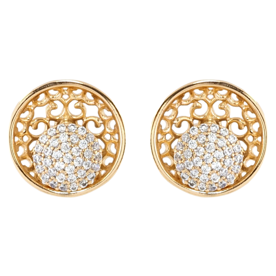 Сережки Xuping Позолота 18K пусети Ажурні кола з інкрустацією цирконієм фото №1
