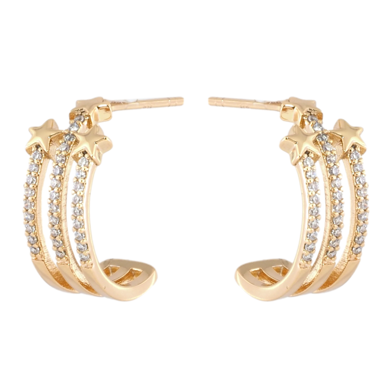 Серьги Xuping Позолота 18K пусеты Дуги с дорожками циркония и звездами фото №5