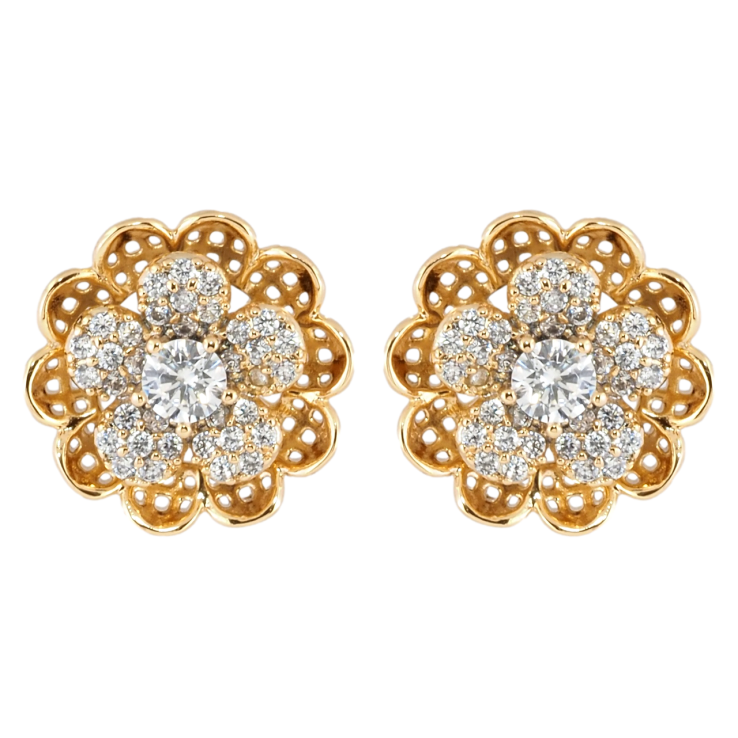 Сережки Xuping Позолота 18K пусети Квіточки з цирконієм фото №17