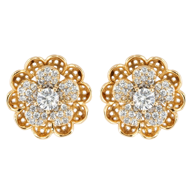 Серьги Xuping Позолота 18K пусеты Цветочки с цирконием фото №1 Серьги Xuping Позолота 18K пусеты Цветочки с цирконием фото №1