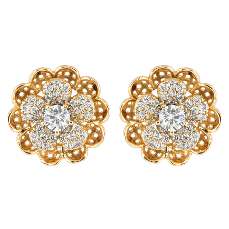 Сережки Xuping Позолота 18K пусети Квіточки з цирконієм фото №1 Сережки Xuping Позолота 18K пусети Квіточки з цирконієм фото №1