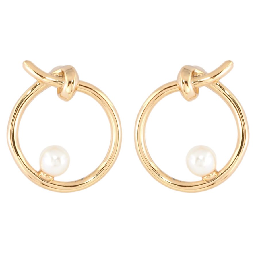 Сережки Xuping Позолота 18K пусети Кола з вузликом і перлиною фото №1