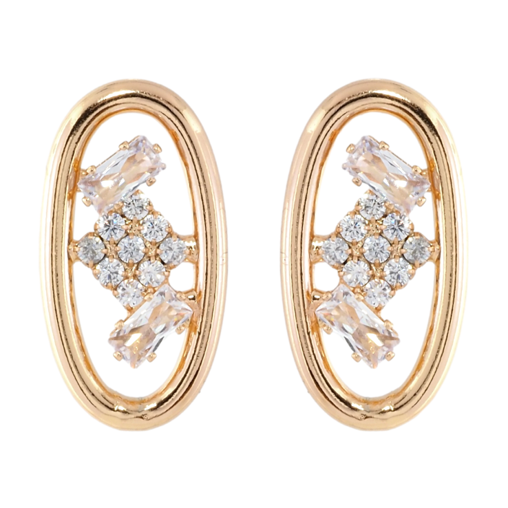 Сережки Xuping Позолота 18K пусети Овали з візерунком цирконієм фото №21