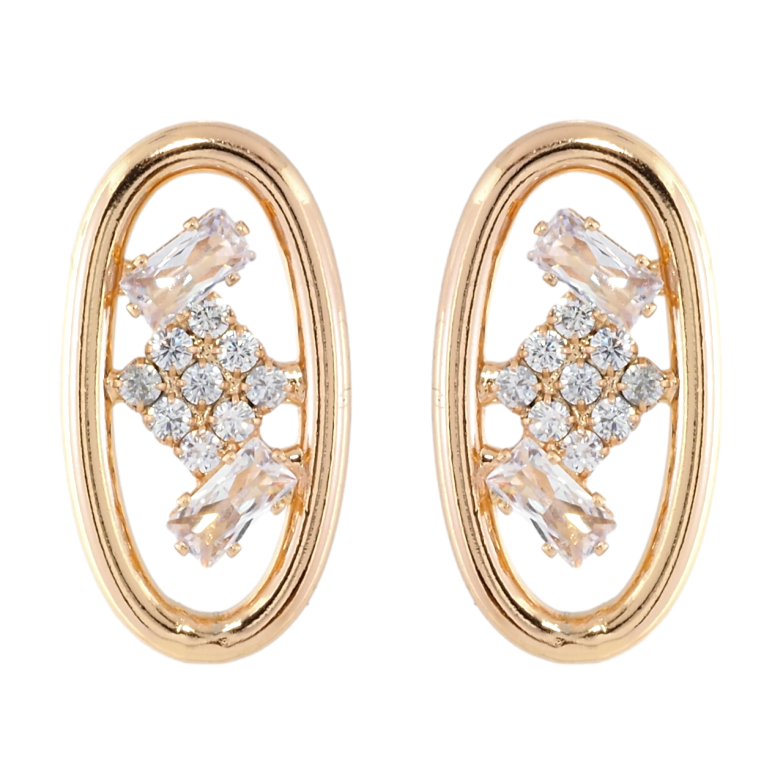 Сережки Xuping Позолота 18K пусети Овали з візерунком цирконієм фото №1