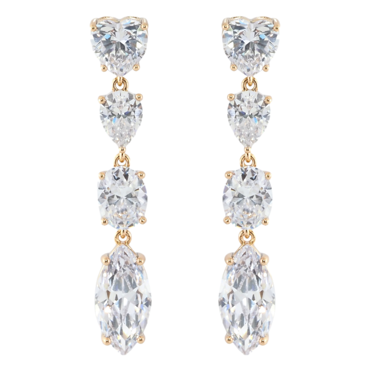 Сережки Xuping Позолота 18K пусети Кришталеві підвіски фото №7