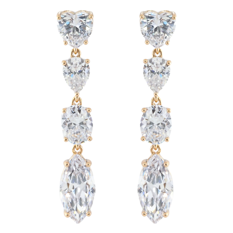 Сережки Xuping Позолота 18K пусети Кришталеві підвіски фото №1 Сережки Xuping Позолота 18K пусети Кришталеві підвіски фото №1