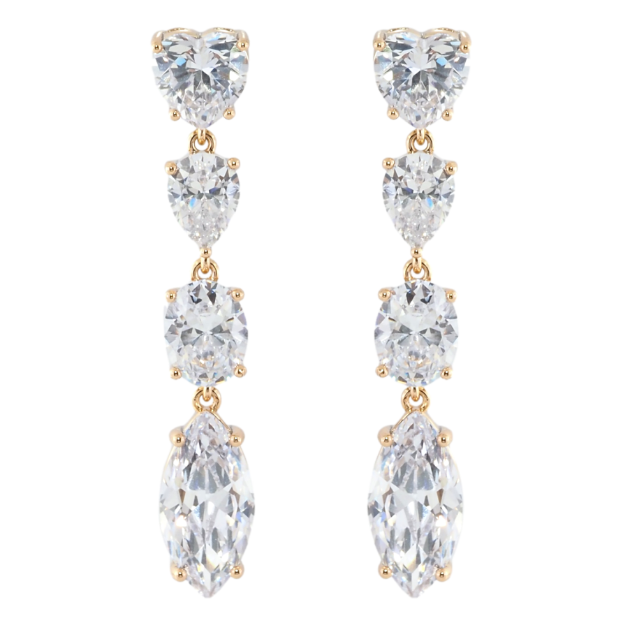 Сережки Xuping Позолота 18K пусети Кришталеві підвіски фото №1 Сережки Xuping Позолота 18K пусети Кришталеві підвіски фото №1