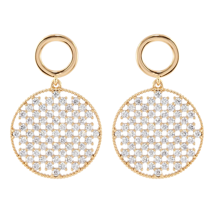 Сережки Xuping Позолота 18K пусети Круглі підвіски з інкрустацією цирконієм фото №1