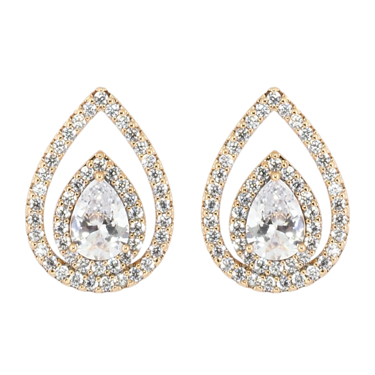 Сережки Xuping Позолота 18K пусети Крапельки з інкрустацією цирконієм фото №14
