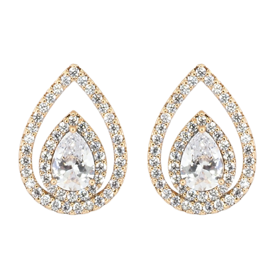 Сережки Xuping Позолота 18K пусети Крапельки з інкрустацією цирконієм фото №1