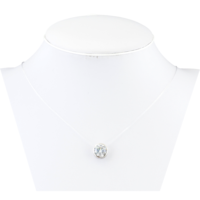 Подвеска на силиконовой леске Xuping Родий Фианит, ø 9.5мм длина 45-50см х 1мм фото №1 Подвеска на силиконовой леске Xuping Родий Фианит, ø 9.5мм длина 45-50см х 1мм фото №1