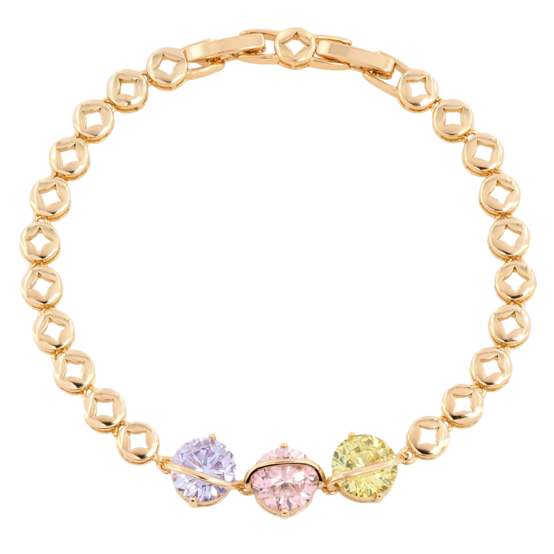 Браслет Xuping Позолота 18K Три разноцветных фианита размер с доп.замком 17,19см х 5мм фото №1 Браслет Xuping Позолота 18K Три разноцветных фианита размер с доп.замком 17,19см х 5мм фото №1