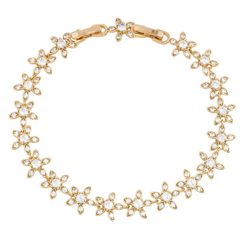 Браслет Xuping Позолота 18K Квіточки з цирконієм довжина з дод. замком 18.5,20.5см х 10мм фото №1 Браслет Xuping Позолота 18K Квіточки з цирконієм довжина з дод. замком 18.5,20.5см х 10мм фото №1