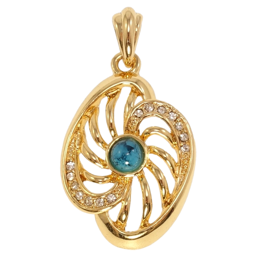 Кулон Fallon Позолота 18K Фигурная подвеска с бирюзой и цирконием фото №1 Кулон Fallon Позолота 18K Фигурная подвеска с бирюзой и цирконием фото №1