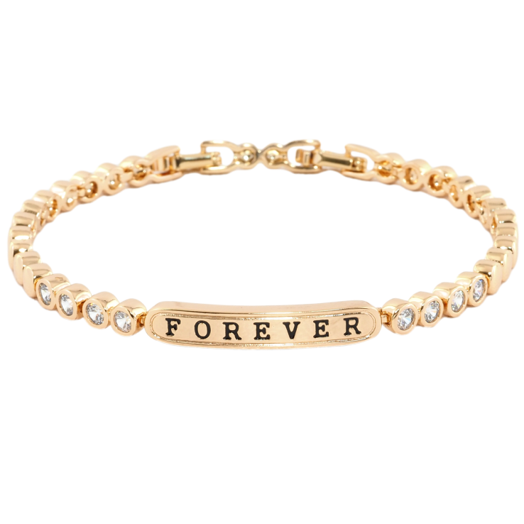 Браслет Xuping Позолота 18K Дорожка циркония с надписью Forever размер с доп.замком 17.19см х 4мм фото №8
