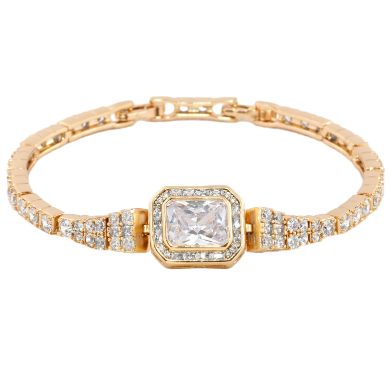 Браслет Xuping Позолота 18K Інкрустація цирконієм з фіанітом довжина з дод. замком 17.5,19.5см х 3мм фото №1