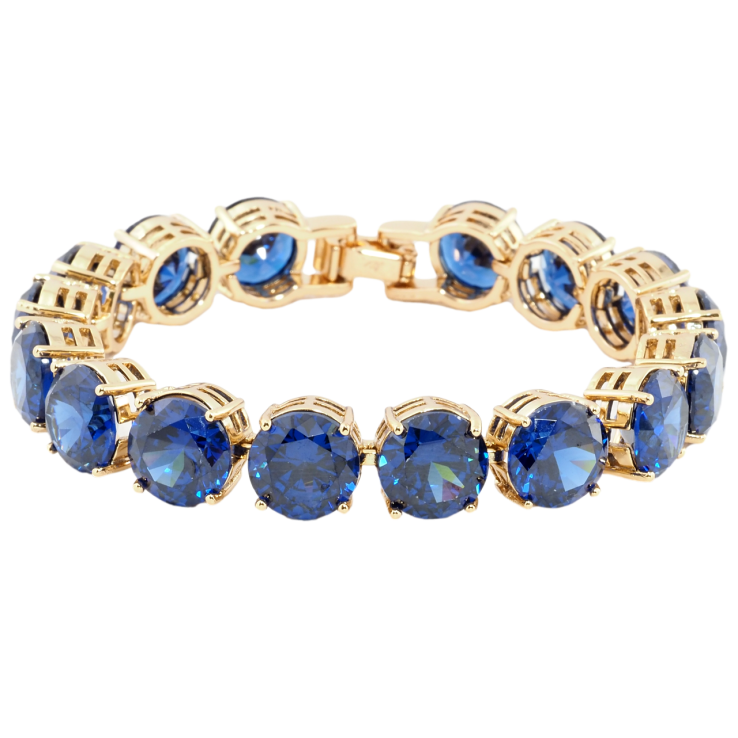 Браслет Xuping Позолота 18K Доріжка синіх фіанітів довжина 18см х 10мм фото №8